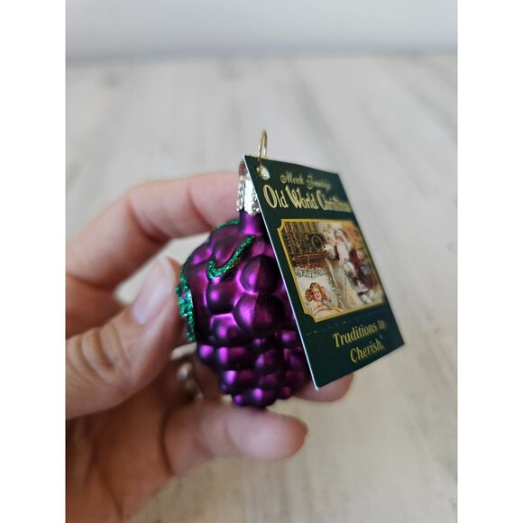 Old world OWC mini grapes fruit ornament glass Xmas tree glitter purple - Picture 2 of 9